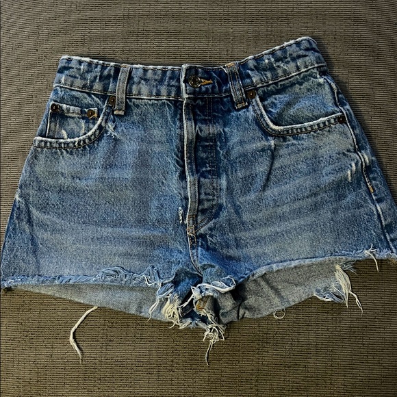 Zara Blue Distressed Jean Shorts - Picture 1 of 5